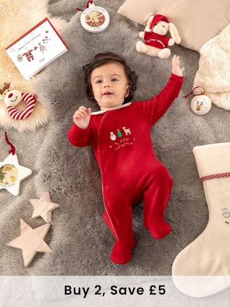 My First Christmas Sleepsuit in Red (C47322) | £23