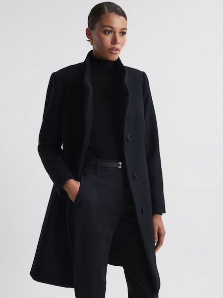 Petite Wool Blend Mid-Length Coat in Black (C48539) | £198