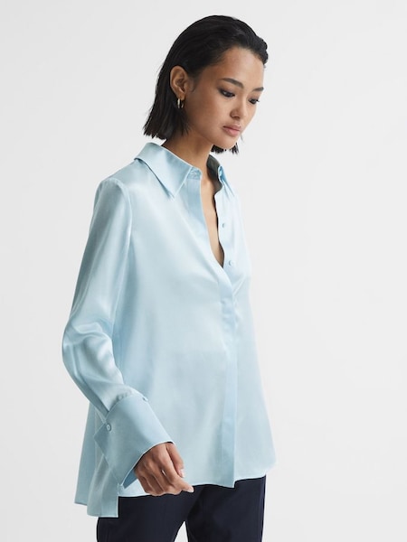 Silk Shirt in Blue (C50043) | £95