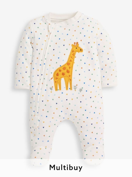 Cream Cream Giraffe Appliqué Zip Sleepsuit (C51259) | £12