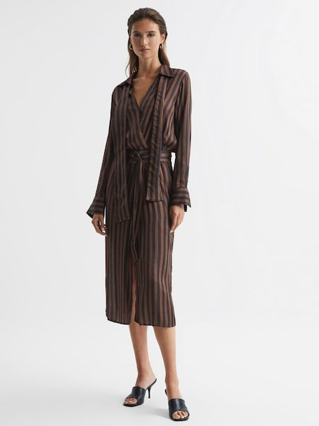 Stripe Shirt Dress in Brown (C52047) | £90
