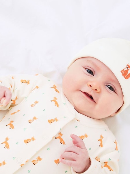 Fox Embroidered Cotton Baby Hat (C54337) | £5