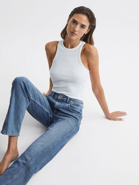 Mid Rise Straight Leg Jeans in Mid Blue (C54494) | £50