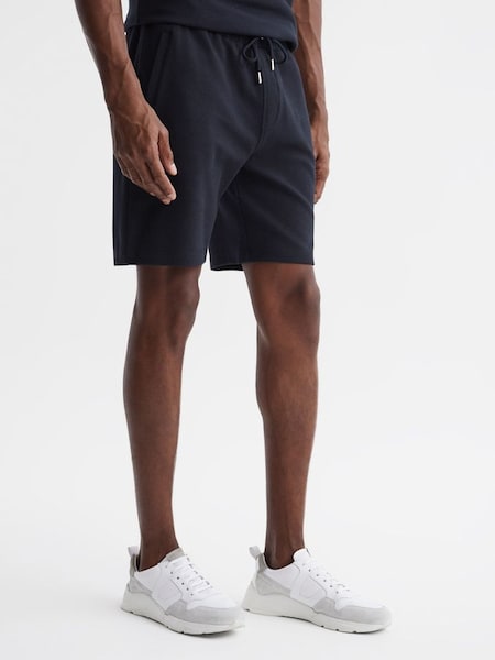 Textured Drawstring Shorts in Navy (C56696) | £30