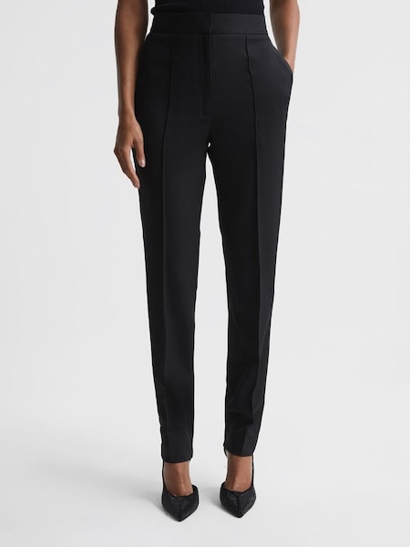Tapered Tuxedo Trousers in Black (C58803) | £95