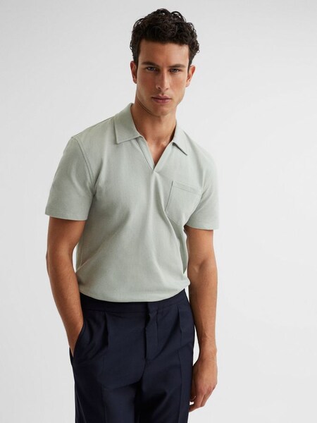 Airtech Open Collar Polo T-Shirt in Rosemary (C58835) | £20