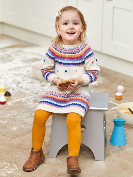 Cream Bright Stripe Knitted Jumper Dress (C59367) | £18