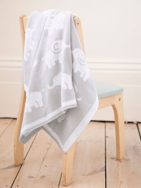 Elephant Knitted Shawl in Grey (C62050) | £26