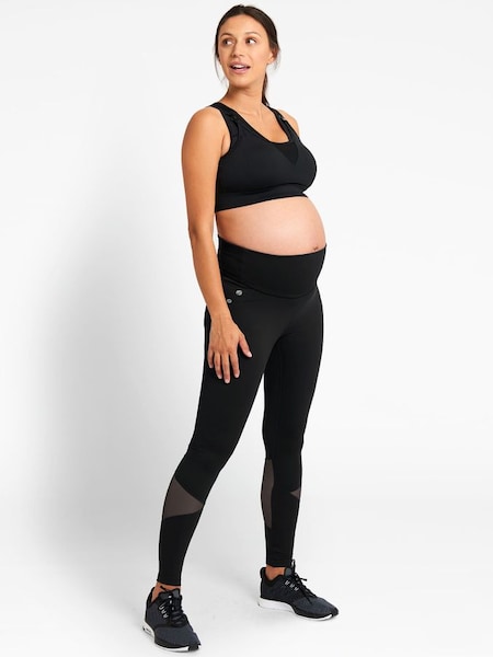 Mesh Panel Performance Maternity Workout Leggings in Black (C65014) | £35.50