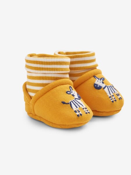 Zebra Baby Slippers in Mustard (C65022) | £7