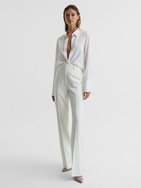 Flared Tuxedo Trousers in White (C65209) | £85