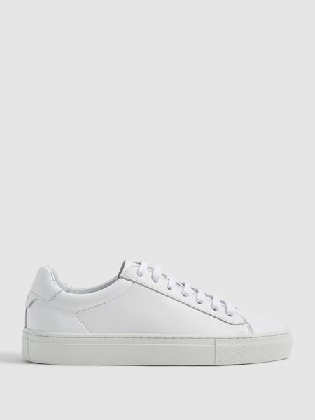 Lace Up Leather Trainers in White (C65949) | £128