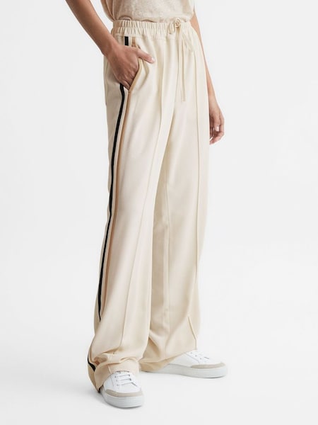 Petite Wide Leg Pull On Trousers in Cream (C66795) | £75