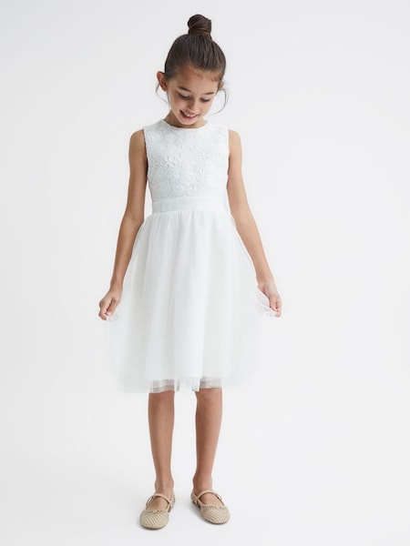 Senior Lace Tulle Occasion Dress in Ivory (C68706) | £65