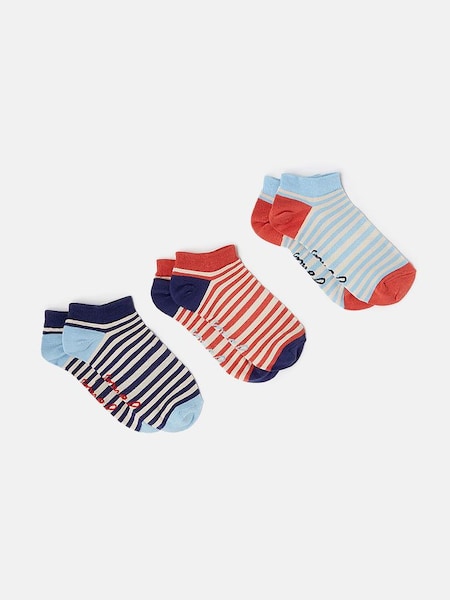 Rilla Blue Striped Trainer Socks (3 Pack) (C70630) | £12.95