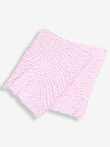 Knitted Stripe Blanket in Pink (C71166) | £16