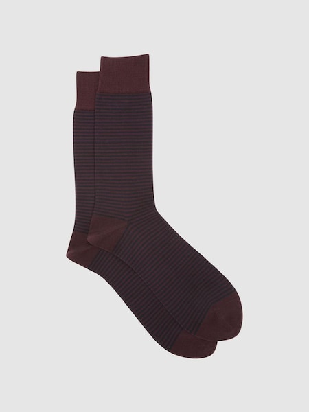 Striped Socks in Bordeaux (C72667) | £10