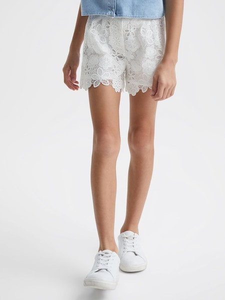 Junior Lace Shorts in Ivory (C73212) | £30
