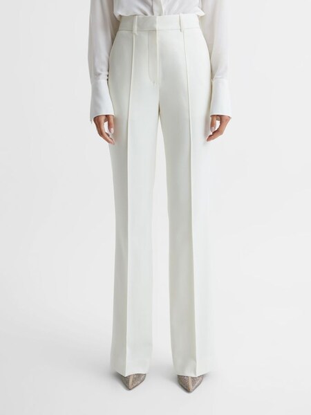 Petite Flared Tuxedo Trousers in White (C73248) | £95