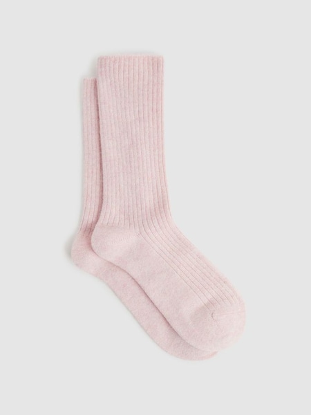 Ribbed Wool Blend Socks in Blush (C75148) | £15