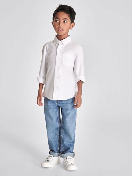 Senior Slim Fit Button-Down Oxford Shirt in White (C79883) | £32