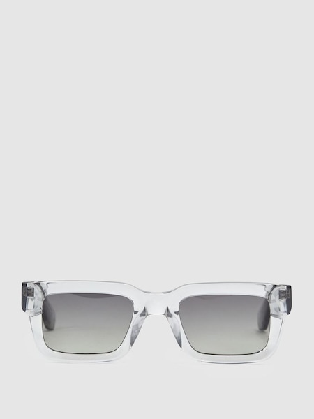 Chimi Rectangular Frame Acetate Sunglasses in Grey (C80390) | £120