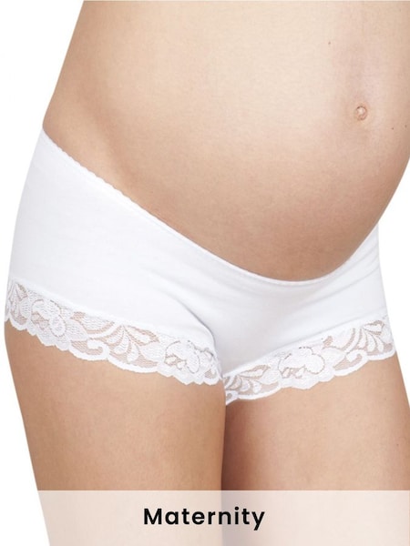 3-Pack Lace Trim Maternity Shorts in White (C83109) | £15