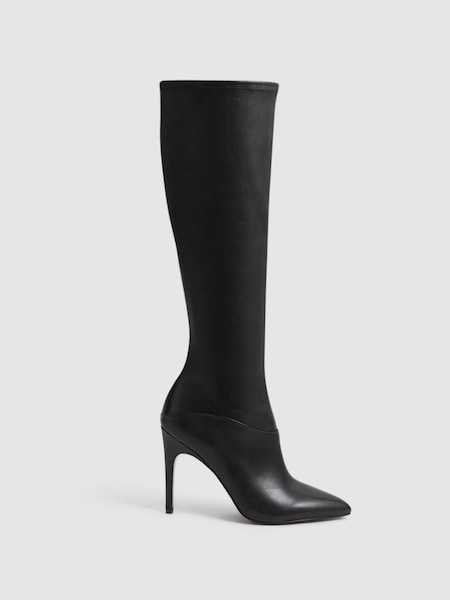 Knee High Leather Boots in Black (C83155) | £120