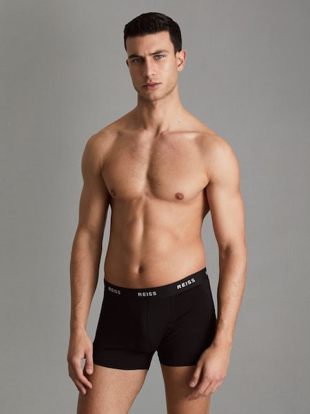 Three Pack of Cotton Blend Boxers in Black (C85475) | £38
