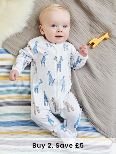 Blue Giraffe Print Zip Sleepsuit (C86596) | £20