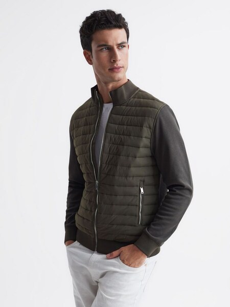 Quilted Hybrid Jacket in Khaki (C86886) | £90