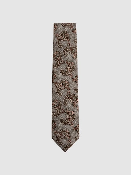 Paisley Print Tie in Grey (C87856) | £58