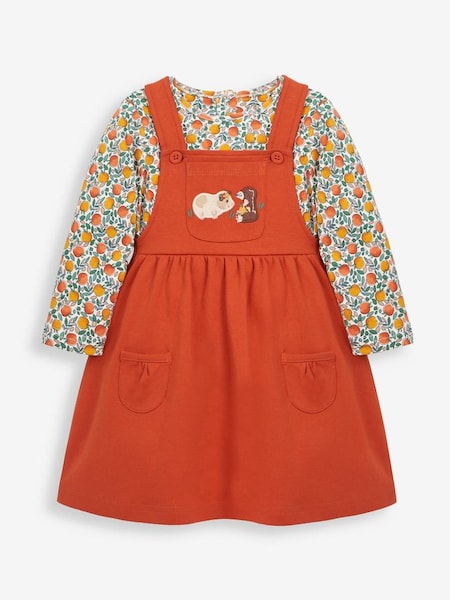 2-Piece Guinea Pig Pocket Pinny Dress & Top Set with Pet in Pocket in Rust (C93121) | £13