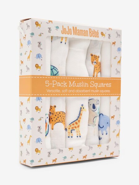 5-Pack Safari Embroidered Muslins in (C93897) | £18