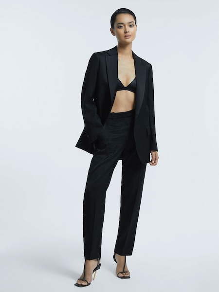 Atelier Italian Tapered Satin Reverse Trousers in Black (C94142) | £98