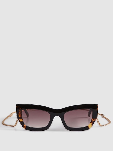 Missoni Eyewear Removable Chain Cat Eye Sunglasses in Tortoise (C96239) | £229
