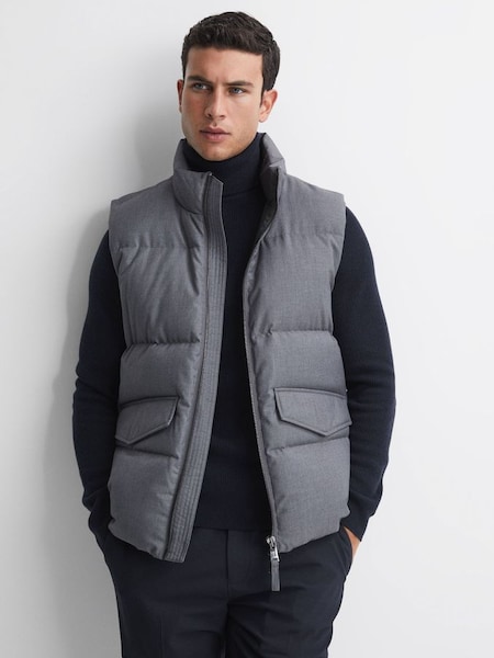 Quilted Sleeveless Gilet in Grey (C97326) | £130