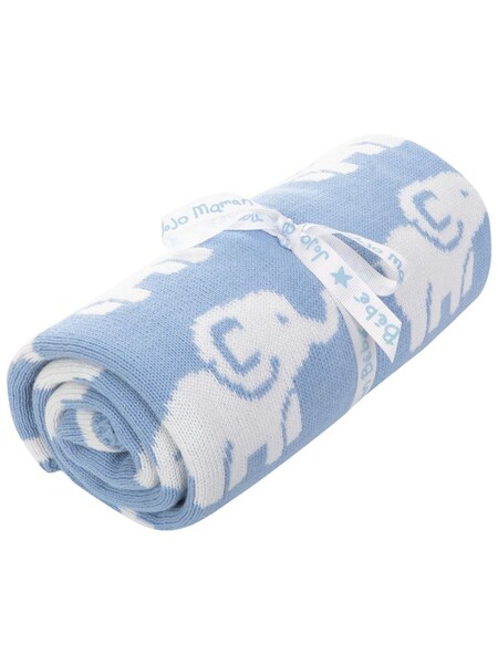 Elephant Knitted Shawl in Blue (C99216) | £26