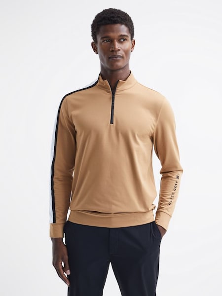 Half-Zip Golf Top in Camel (D00250) | £50