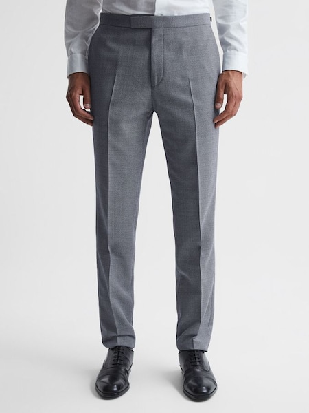 Micro Puppytooth Slim Fit Trousers in Blue (D00331) | £55