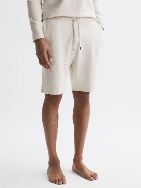 Drawstring Fleece Lined Shorts in Oatmeal Melange (D01678) | £60