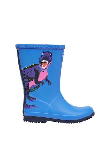 Joules Junior Blue Roll Up Flexible Printed Wellies (D01923) | £15