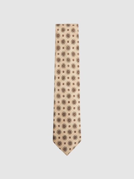 Printed Tie in Oatmeal (D03160) | £58