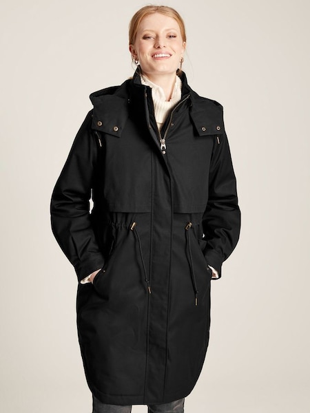 Langford Black Long Waterpoof Raincoat With Hood (D03727) | £89