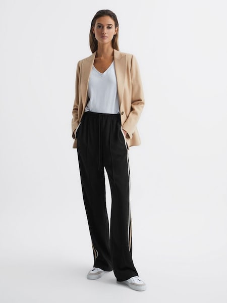 Petite Wide Leg Pull On Trousers in Black (D14665) | £98