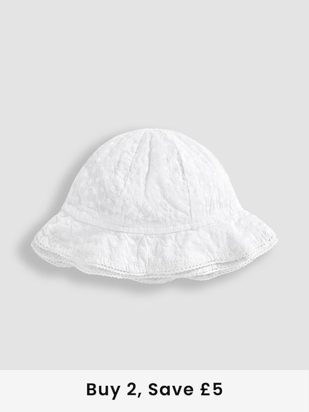 Broderie Anglaise Sun Hat in White (D18202) | £12