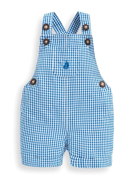 Boat Gingham Baby Dungarees in Cobalt (D18256) | £10