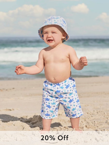 Blue Turtle Swim Shorts with Integral Nappy (D18275) | £18
