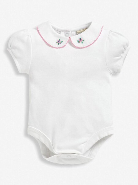 Embroidered Collar Body in White (D18284) | £13