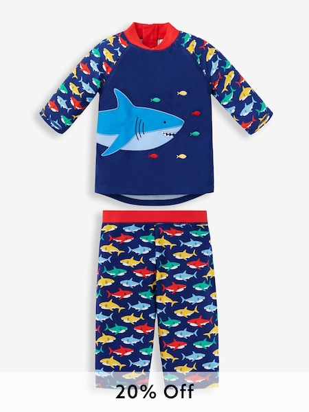 Navy Shark UPF 50 2-Piece Sun Protection Suit (D18313) | £25
